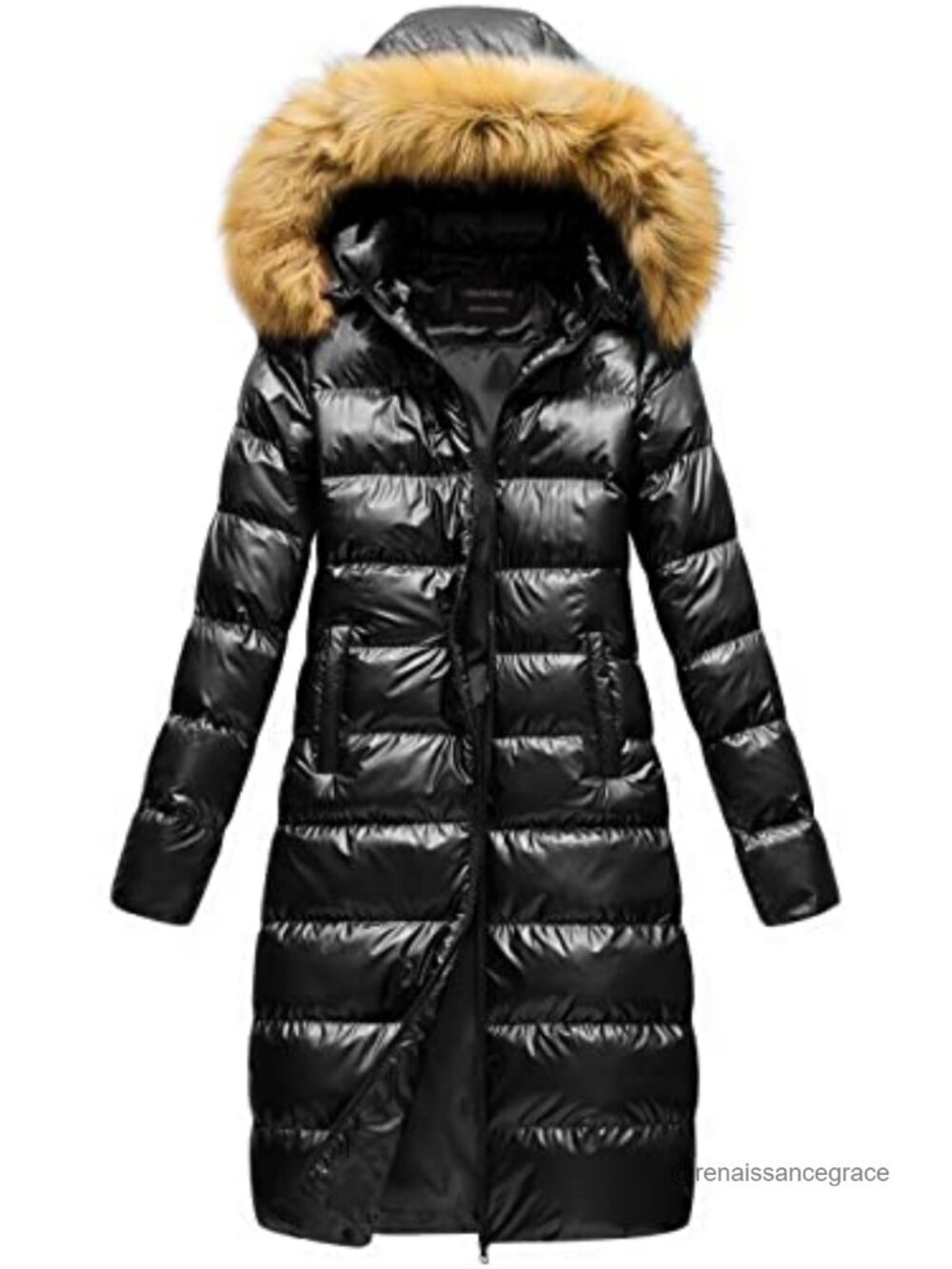 Women's Long Faux Fur Hooded Puffer Coat Warm Winter Jacket